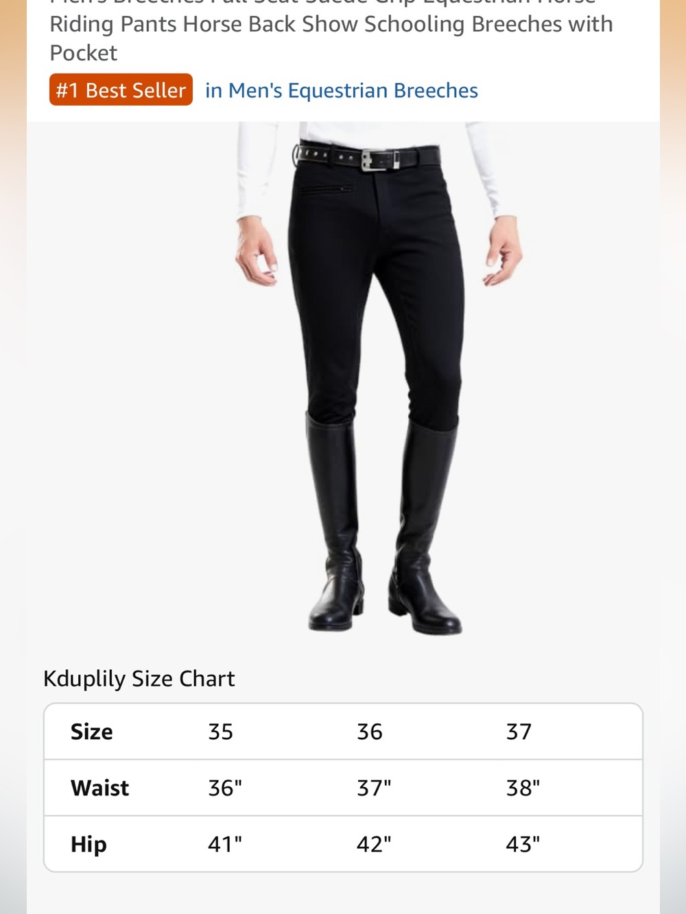 NWT men’s full seat riding breeches size 36 - Picture 5 of 11